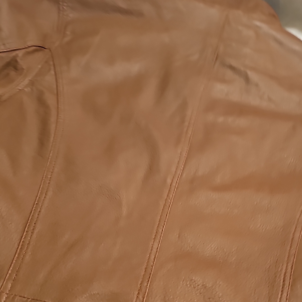 Coldwater Creek Tan Leather Jacket Womans Large - Picture 15 of 15